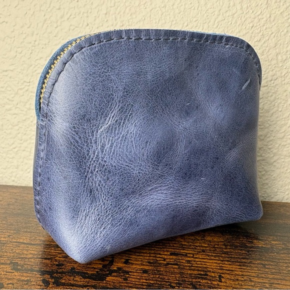 PLG Mini Luna Pouch in Cobalt Portland Leather Almost Perfect Zip Coin Purse - Picture 6 of 10